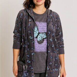 LUG Ranger Butterfly Print Gray Hoodie, Tee, and Crossbody Bag